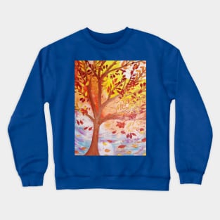 Windy Day Fall Leaves Crewneck Sweatshirt